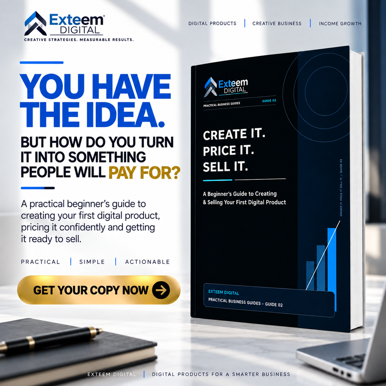 Create It. Price It. Sell It. — Guide 02 cover, EXTEEM DIGITAL Practical Business Guides